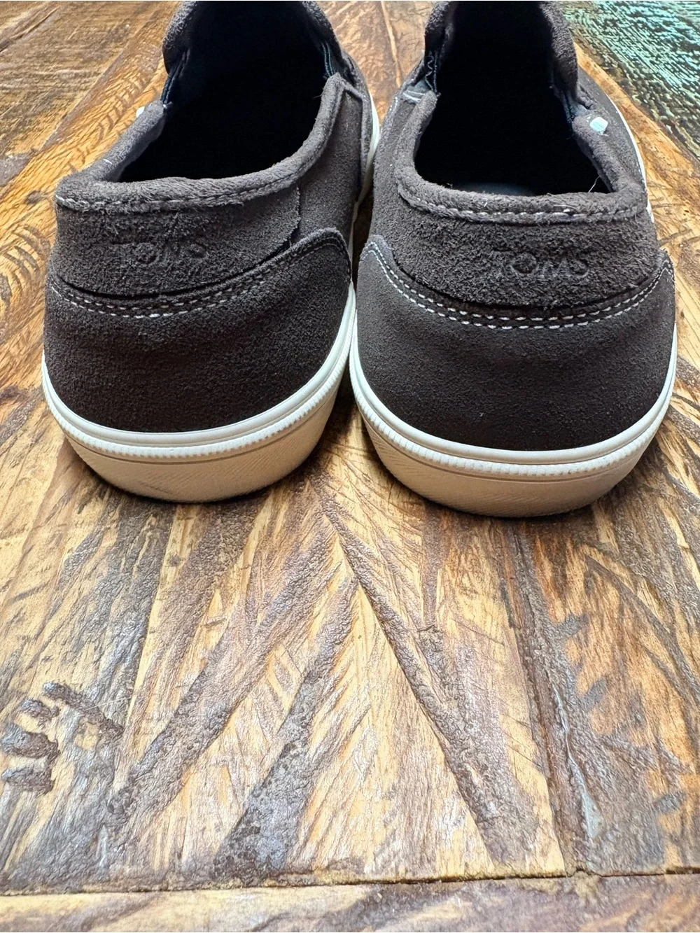 Toms Nubuck Leather Chocolate Brown Slip On Comfort Loafers Mens Size 10